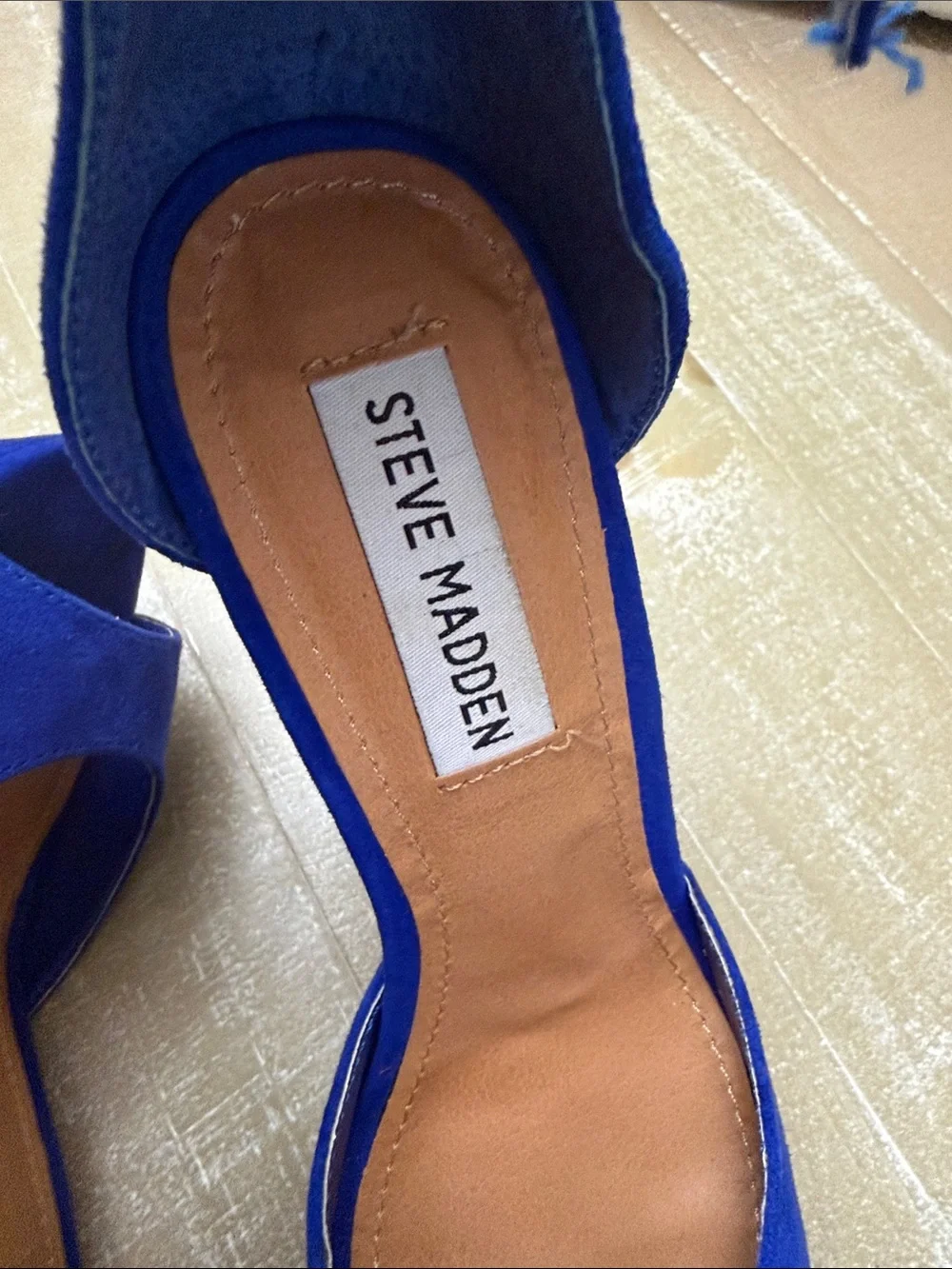 Steve Madden Stiletto Sandals Size 6 Cobalt Blue Suede Ankle-Strap